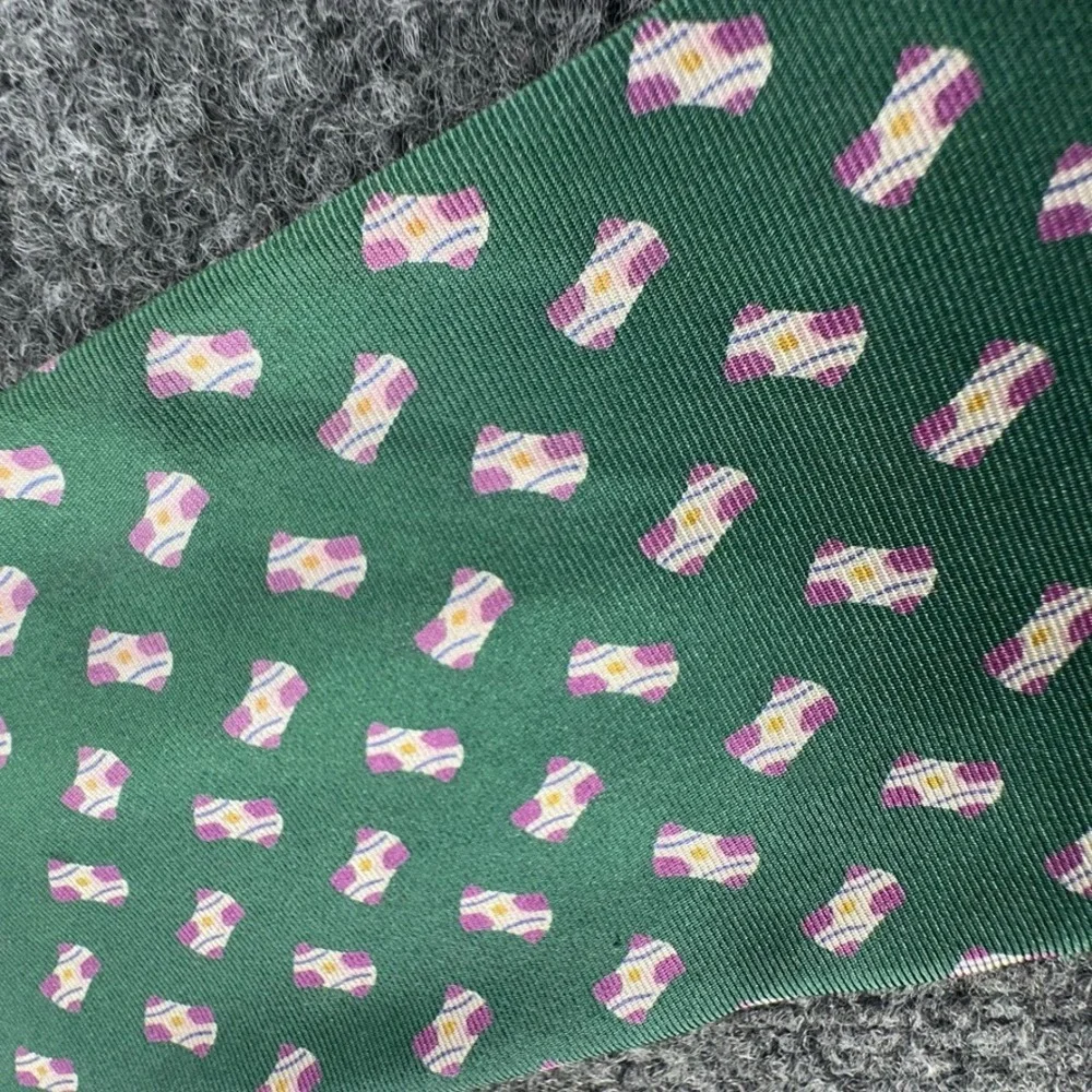 Christian Dior Monsieur Silk Tie Green Geometric Made in USA Italian Fabric